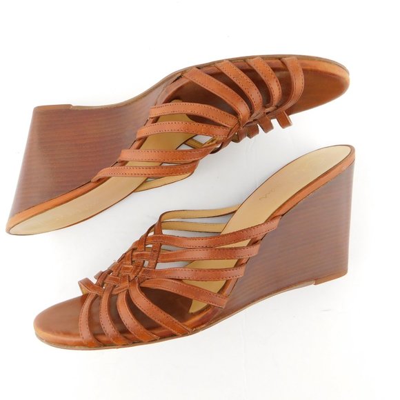 COLE HAAN Natural Brown Wedge Slide Sandals 8 - Picture 5 of 8